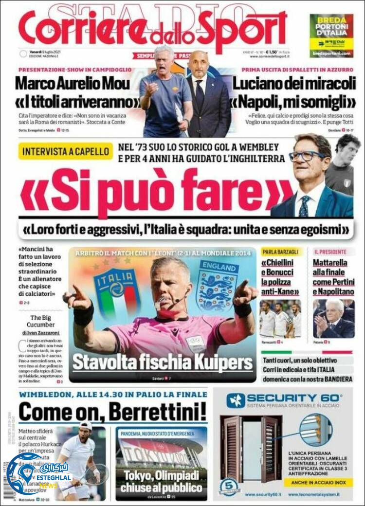 روزنامه ورزشی کوریره دلو اسپورت جمعه 18 تیر 1400