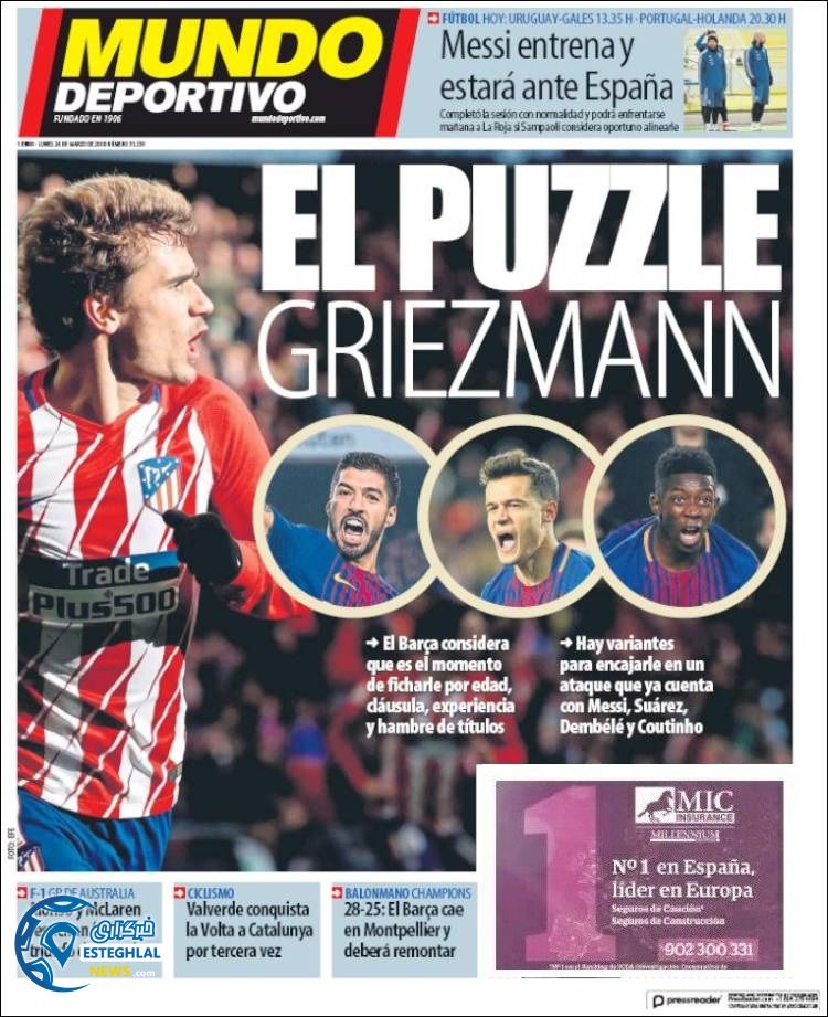 روزنامه ورزشی موندو دپورتیوو دوشنبه 6 فروردین 1397