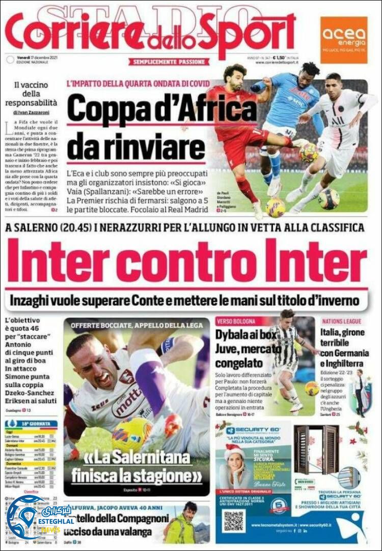 روزنامه ورزشی کوریره دلو اسپورت جمعه 26 آذر 1400