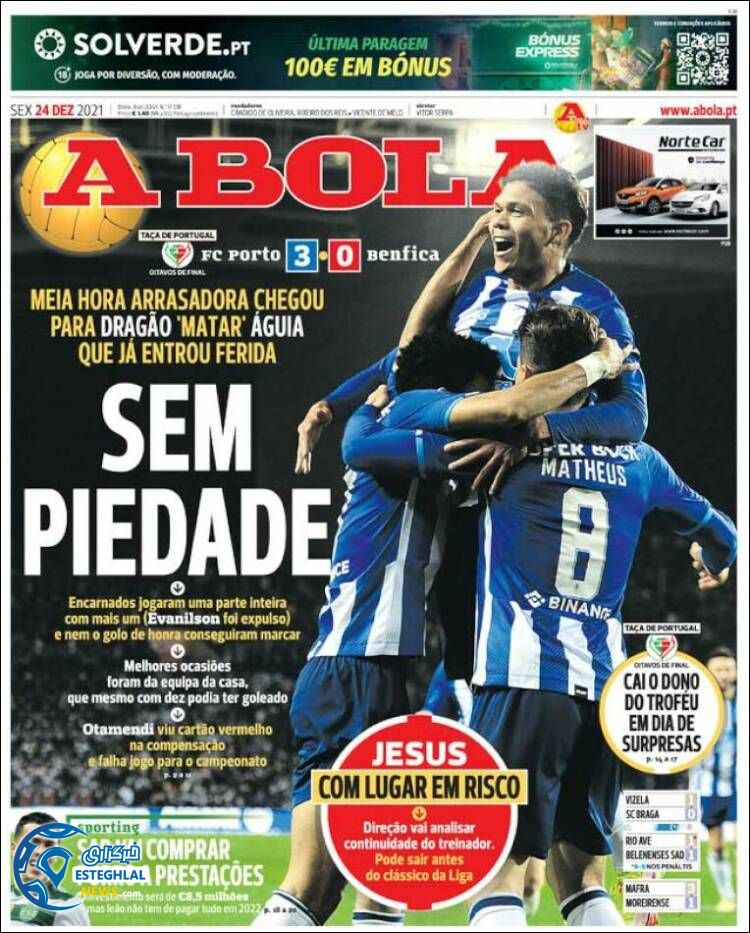 روزنامه ورزشی آبولا جمعه 3 دی 1400