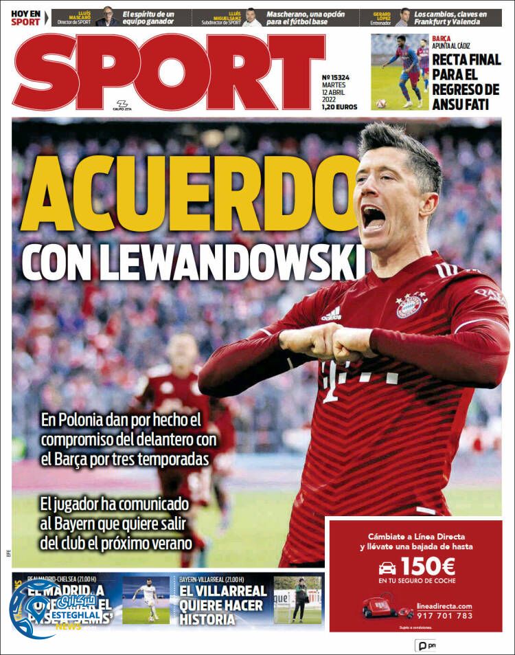 روزنامه ورزشی اسپورت سه شنبه 23 فروردین 1401