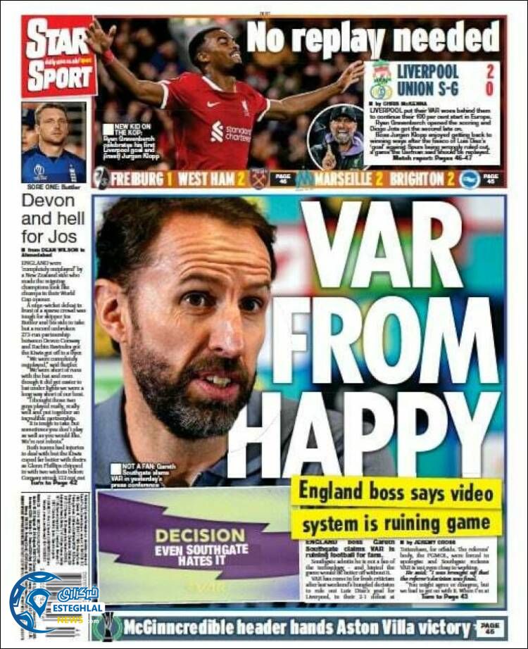 روزنامه ورزشی استار اسپورت جمعه 14 مهر 1402 