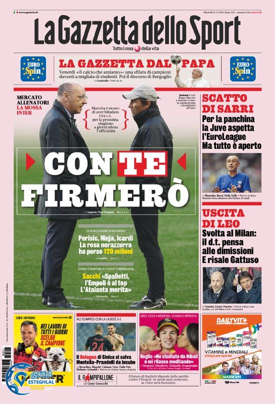 روزنامه ورزشی گاتزتا دلو اسپورت سه شنبه 31 اردیبهشت 1398