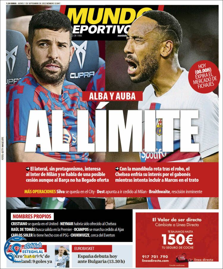 روزنامه ورزشی موندو دپورتیوو پنجشنبه 10 شهریور 1401