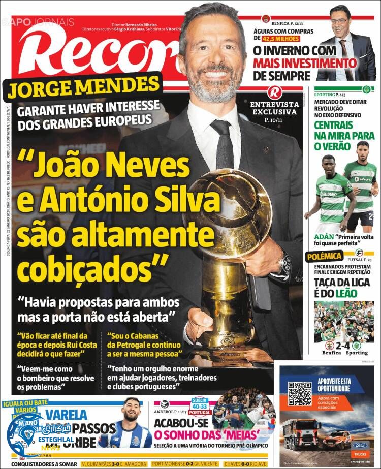 روزنامه ورزشی رکورد دوشنبه 2 بهمن 1402 