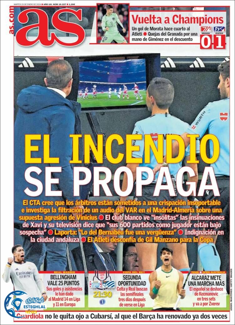 روزنامه ورزشی آ اس سه شنبه 3 بهمن 1402 