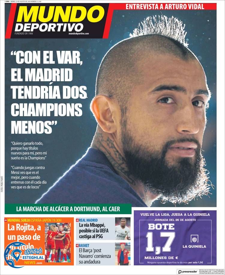 روزنامه  ورزشی موندو دپورتیوو جمعه 2 شهریور 1397