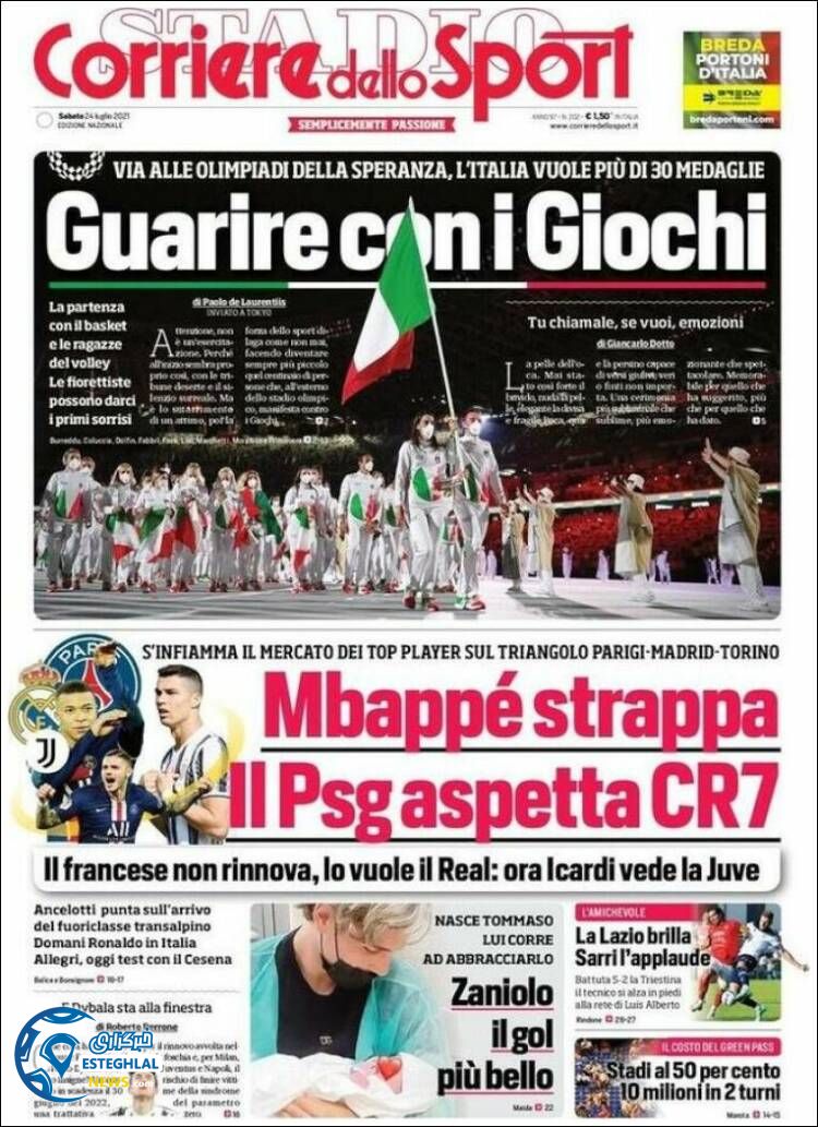 روزنامه ورزشی کوریره دلو اسپورت شنبه 2 مرداد 1400