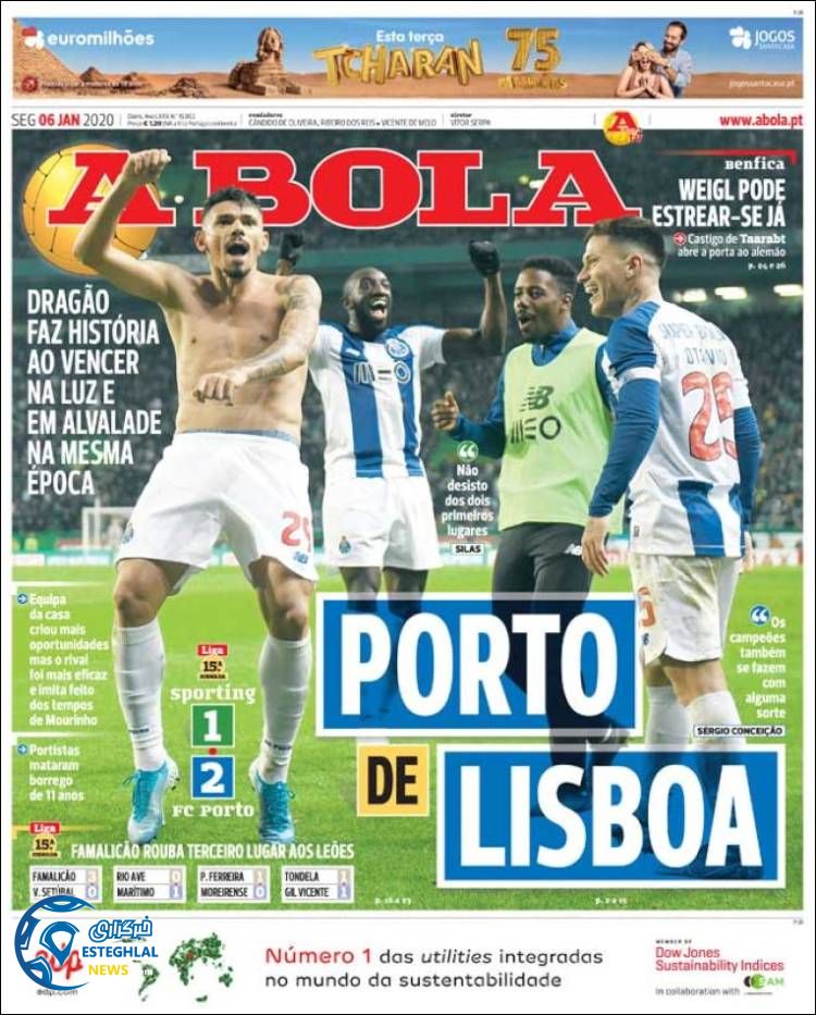 روزنامه ورزشی آبولا دوشنبه 16 دی 1398