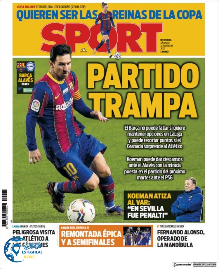 روزنامه ورزشی اسپورت شنبه 25 بهمن 1399