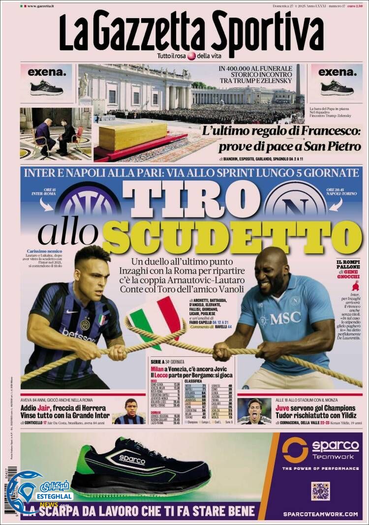 روزنامه  ورزشی گاتزتا دلو اسپورت یکشنبه 7 اردیبهشت 1404  