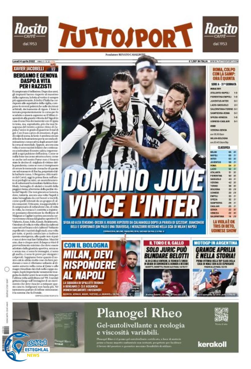 روزنامه ورزشی توتو اسپورت دوشنبه 15 فروردین 1401