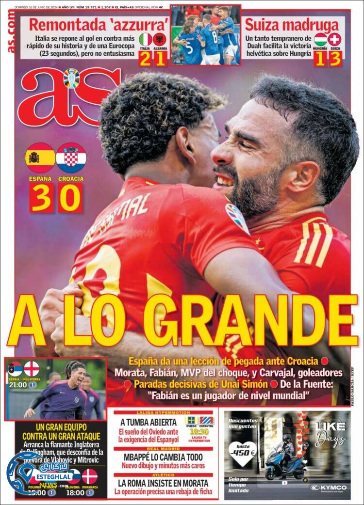 روزنامه ورزشی آ اس یکشنبه 27 خرداد 1403 