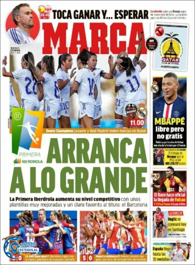 روزنامه ورزشی مارکا یکشنبه 14 شهریور 1400