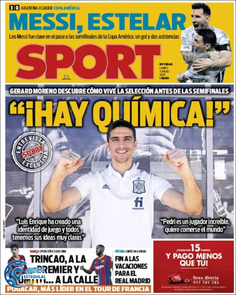 روزنامه ورزشی اسپورت دوشنبه 14 تیر 1400