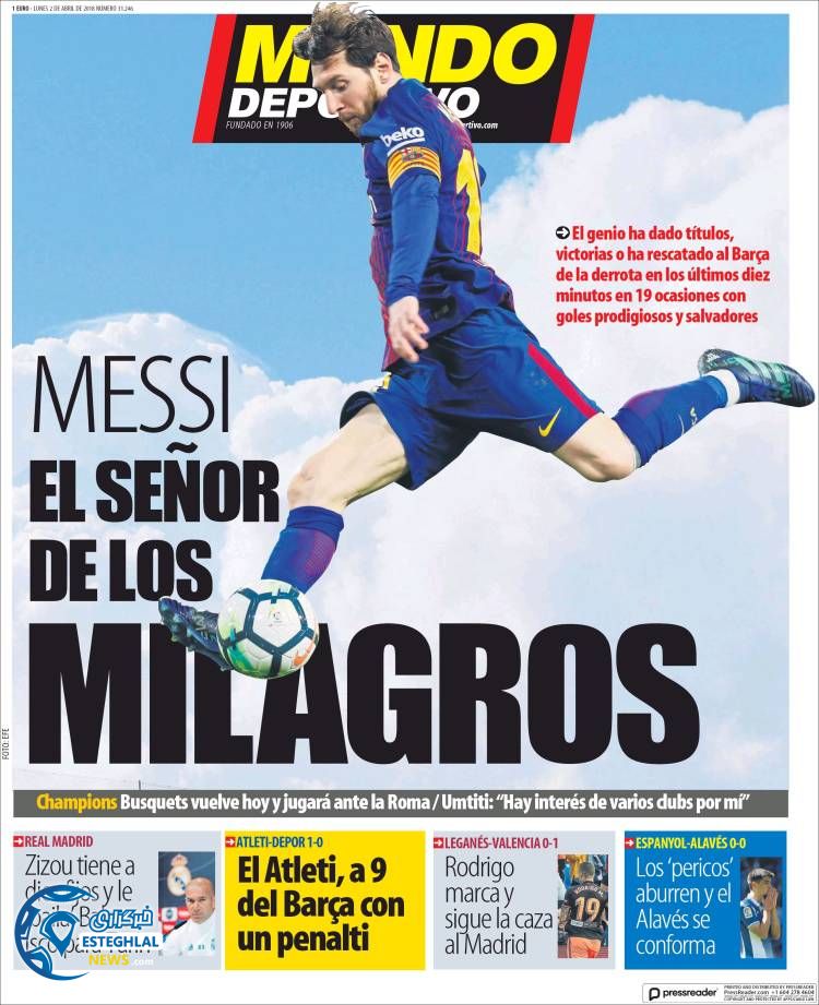 روزنامه ورزشی موندو دپورتیوو دوشنبه 13 فروردین 1397