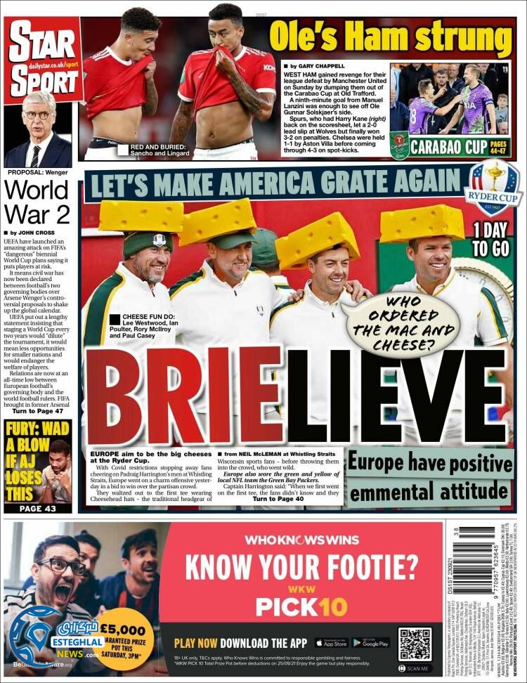 روزنامه ورزشی استار اسپورت پنجشنبه 1 مهر 1400