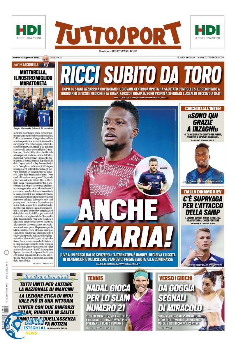 روزنامه ورزشی توتو اسپورت یکشنبه 10 بهمن 1400