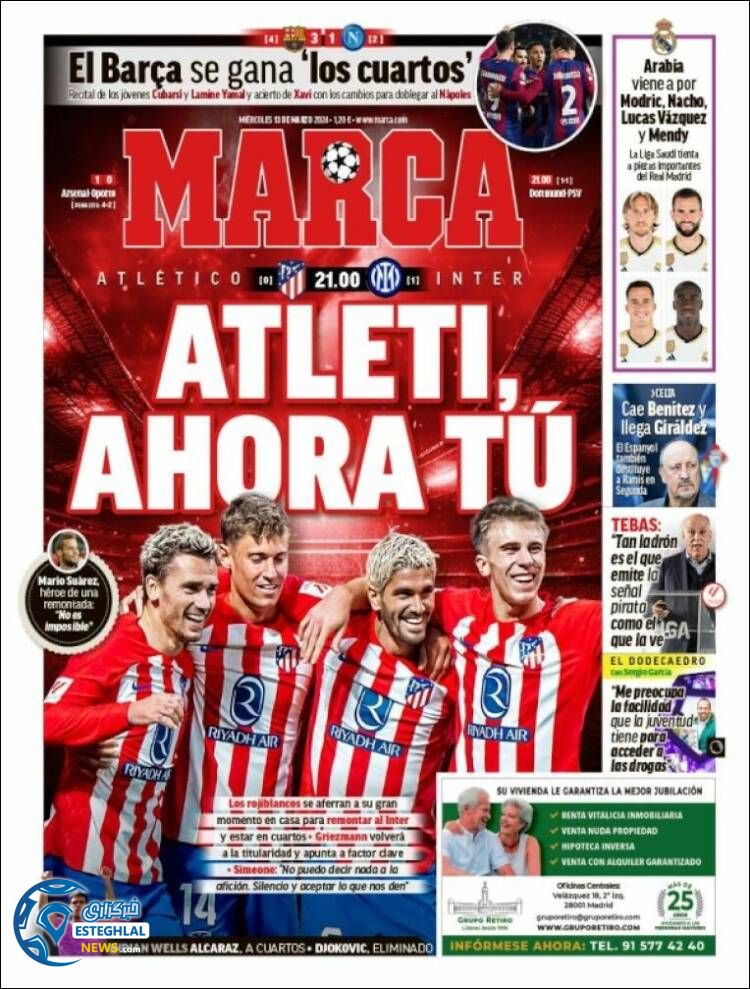 روزنامه ورزشی مارکا چهارشنبه 23 اسفند 1402 