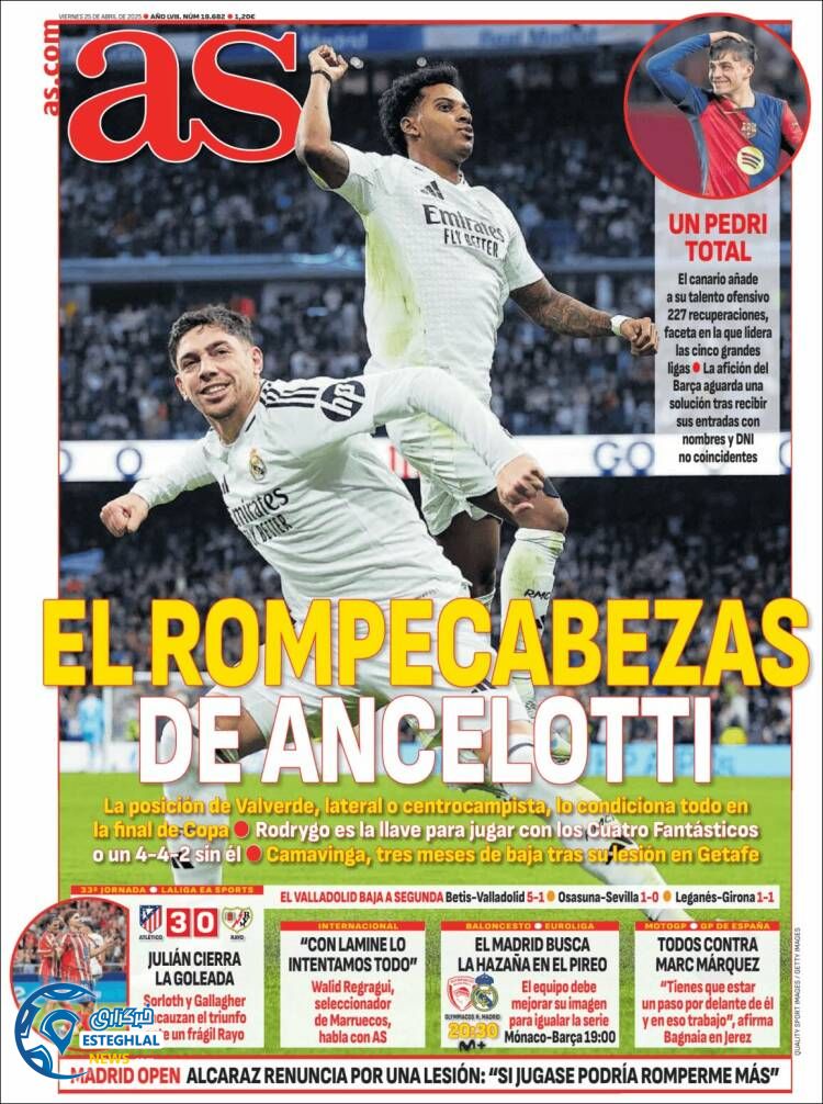 روزنامه ورزشی آ اس جمعه 5 اردیبهشت 1404