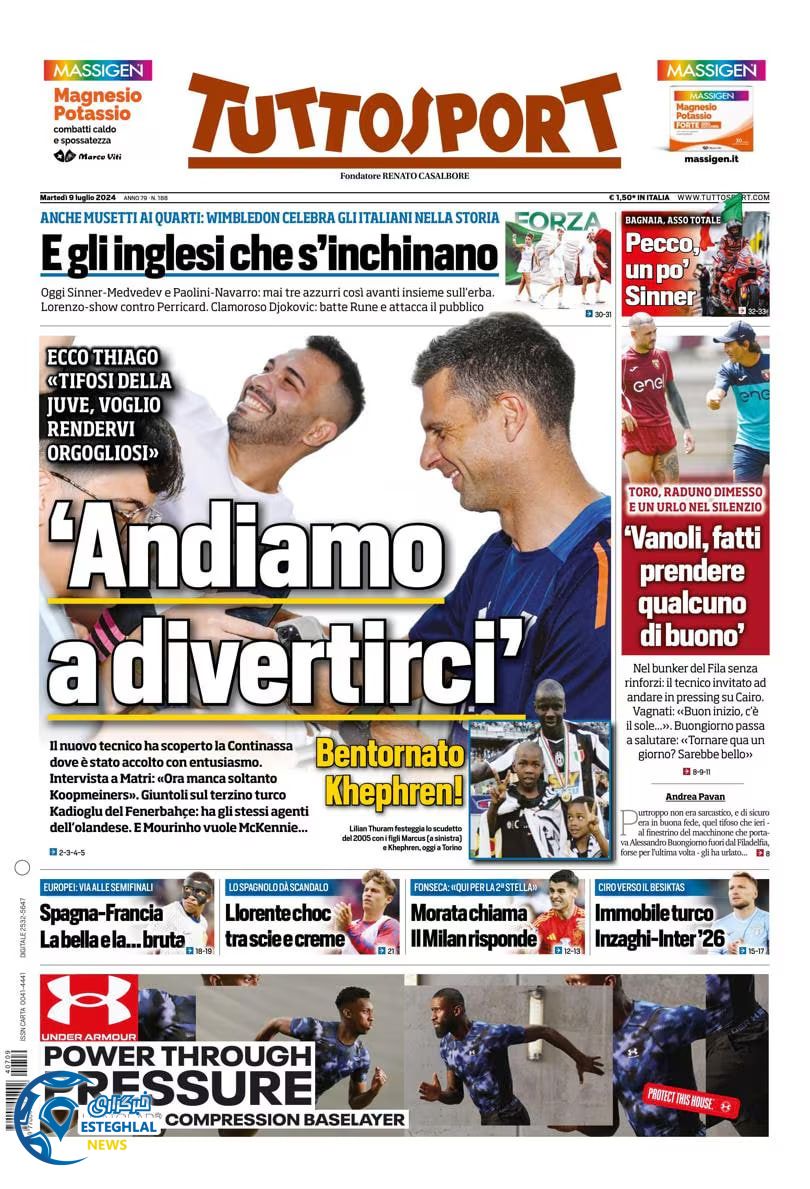 روزنامه ورزشی توتو اسپورت سه شنبه 19 تیر 1403 