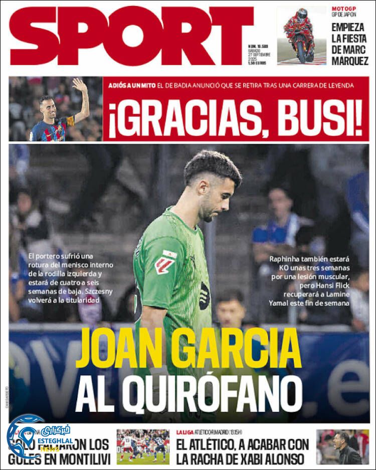 روزنامه  ورزشی اسپورت  شنبه 5 مهر 1404 