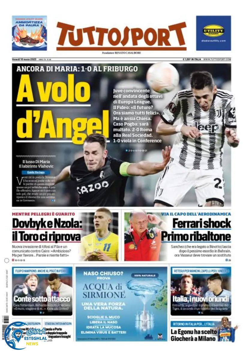 روزنامه  ورزشی توتو اسپورت جمعه 19 اسفند 1401 