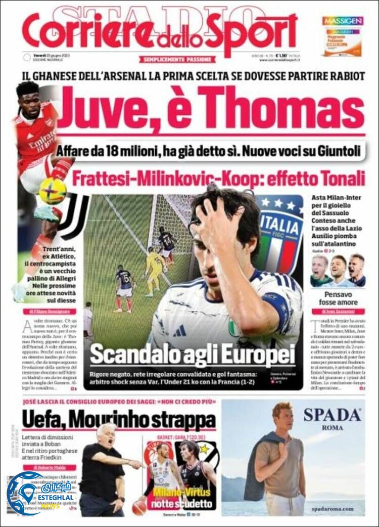 روزنامه ورزشی کوریره دلو اسپورت جمعه 2 تیر 1402 