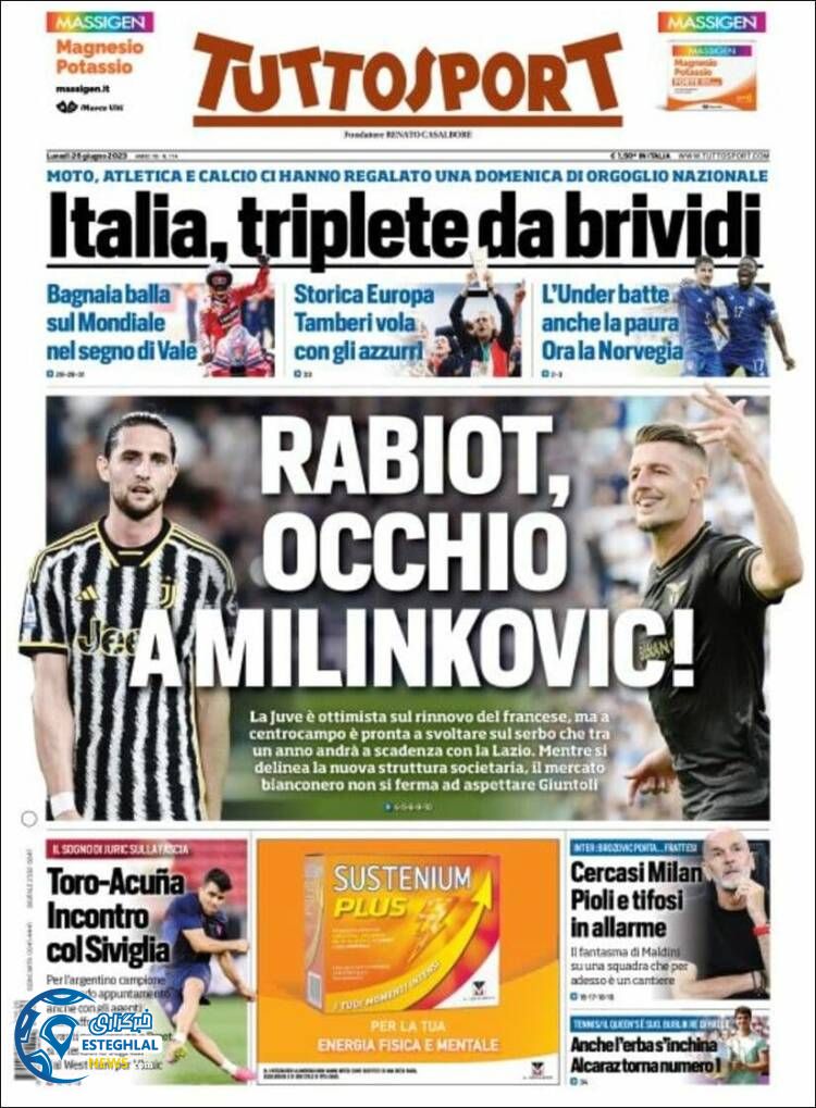 روزنامه ورزشی توتو اسپورت دوشنبه 5 تیر 1402 