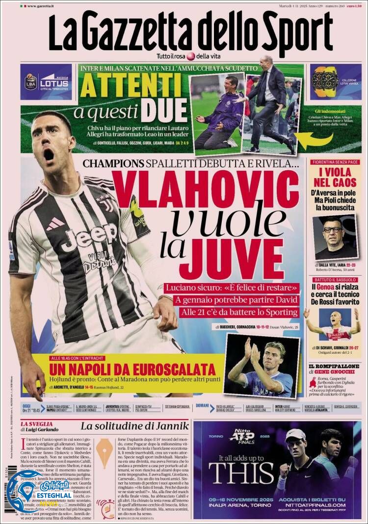 روزنامه ورزشی گاتزتا دلو اسپورت سه شنبه 13 آبان 1404  