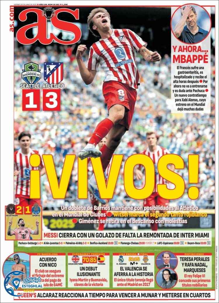 روزنامه ورزشی آ اس جمعه 30 خرداد 1404 