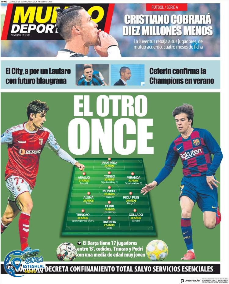 روزنامه ورزشی موندو دپورتیوو یکشنبه 10 فروردین 1399