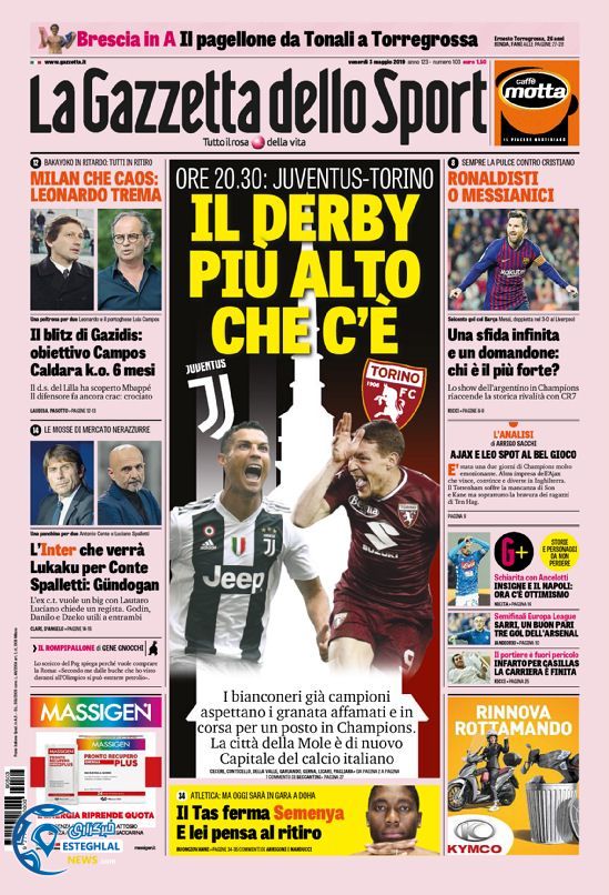 روزنامه ورزشی گاتزتا دلو اسپورت جمعه 13 اردیبهشت 1398