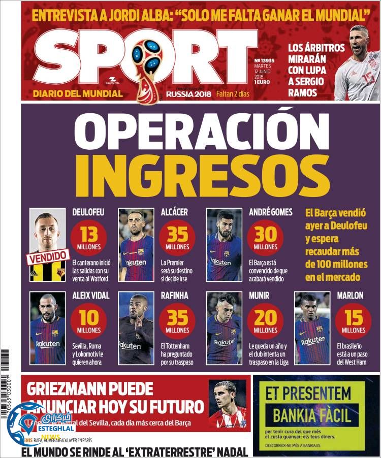 روزنامه ورزشی اسپورت سه شنبه 22 خرداد 1397