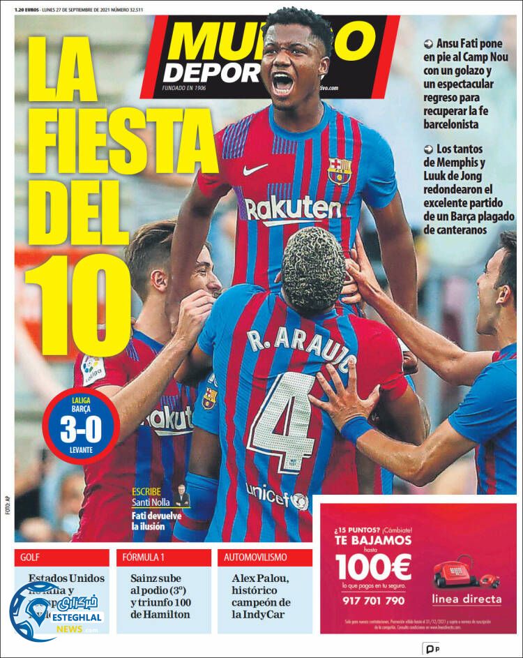 روزنامه ورزشی موندو دپورتیوو دوشنبه 5 مهر 1400