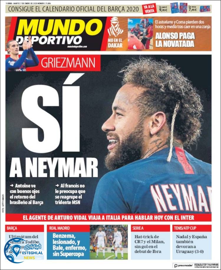 روزنامه ورزشی موندو دپورتیوو سه شنبه 17 دی 1398