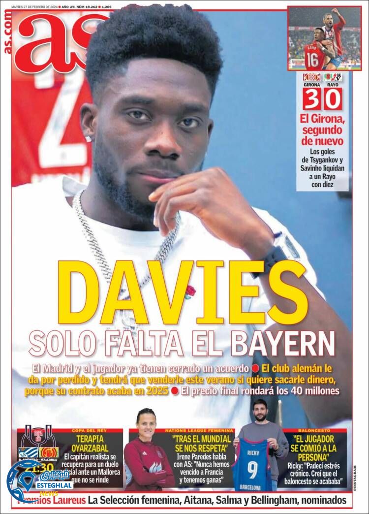 روزنامه ورزشی آ اس سه شنبه 8 اسفند 1402 