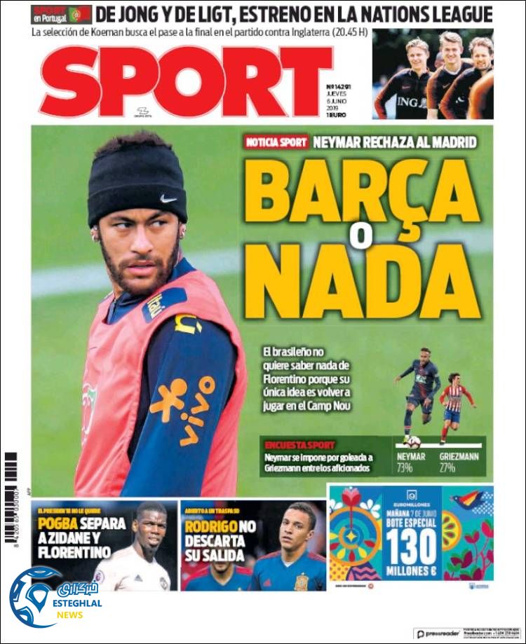 روزنامه ورزشی اسپورت پنجشنبه 16 خرداد 1398