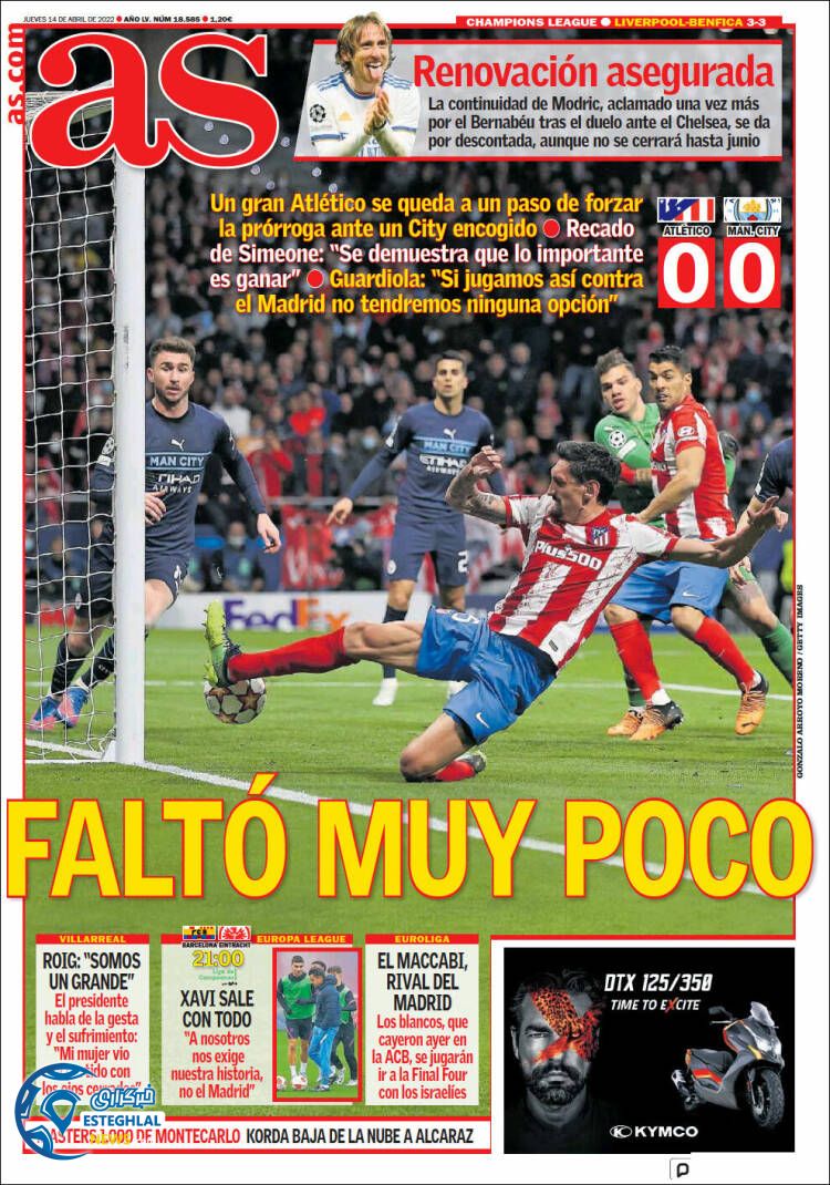 روزنامه ورزشی آ اس پنجشنبه 25 فروردین 1401