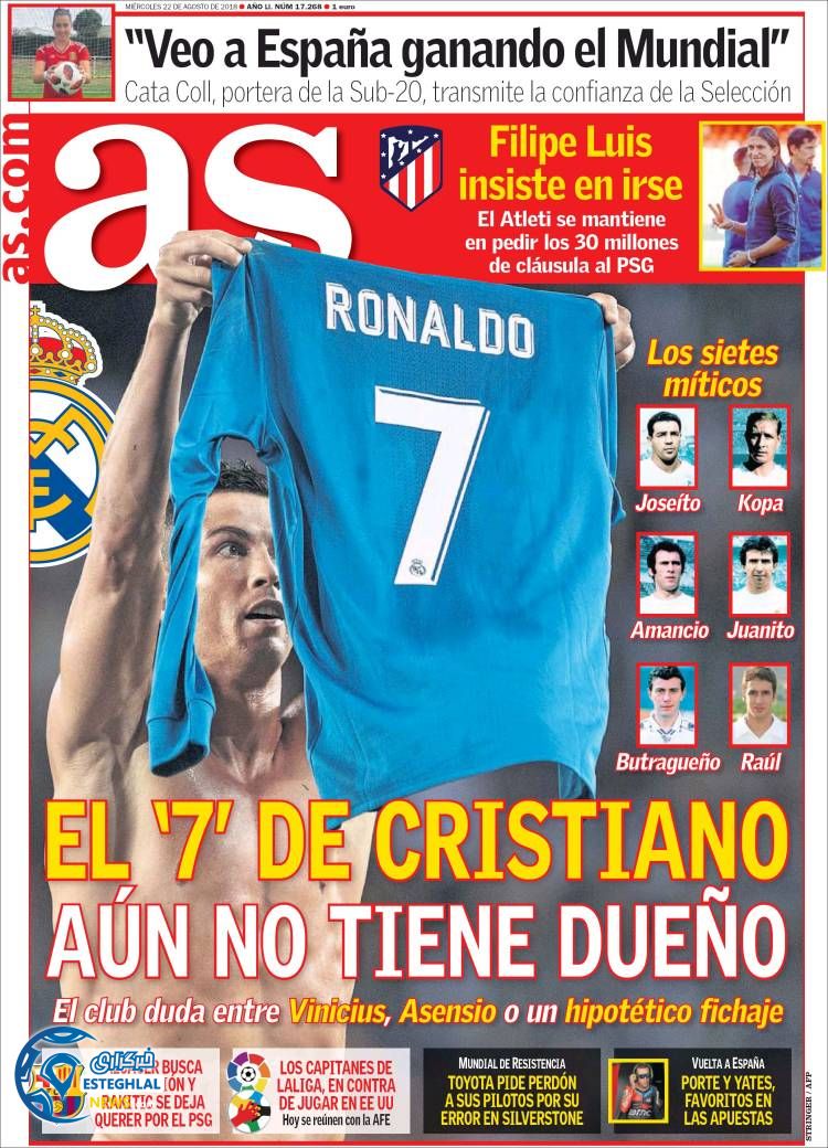 روزنامه ورزشی آ اس چهارشنبه 31 مرداد 1397