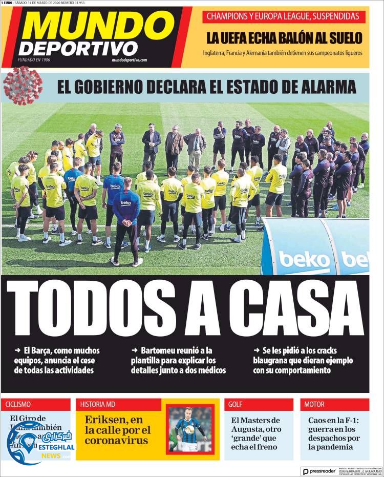 روزنامه ورزشی موندو دپورتیوو شنبه 24 اسفند 1398