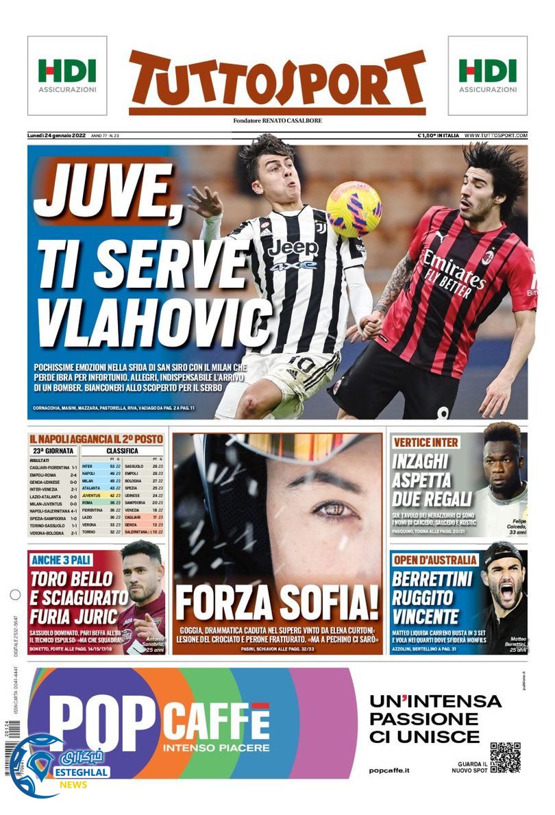 روزنامه ورزشی توتو اسپورت دوشنبه 4 بهمن 1400