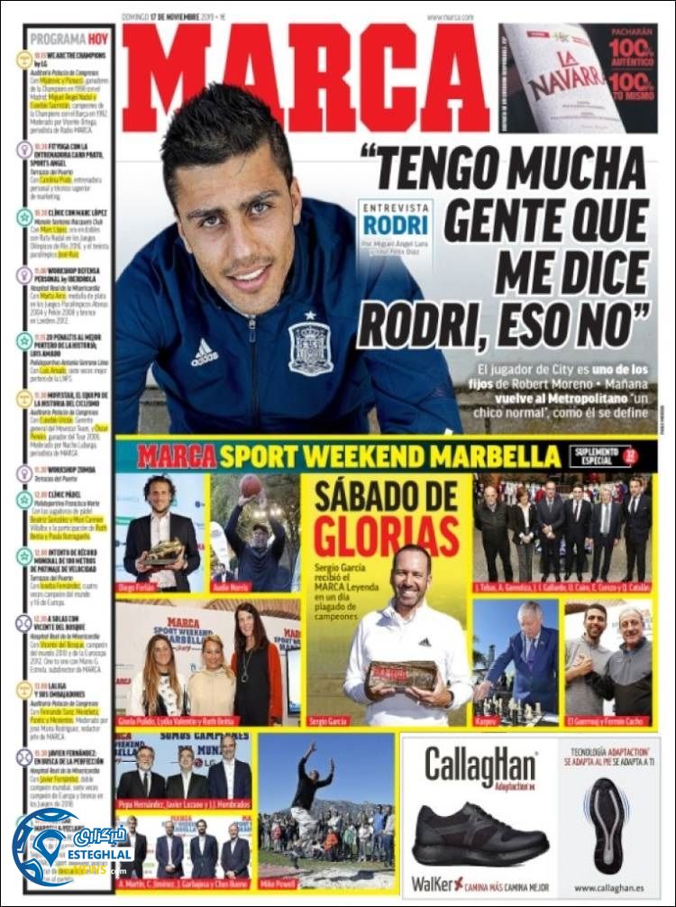 روزنامه ورزشی مارکا یکشنبه 26 آبان 1398