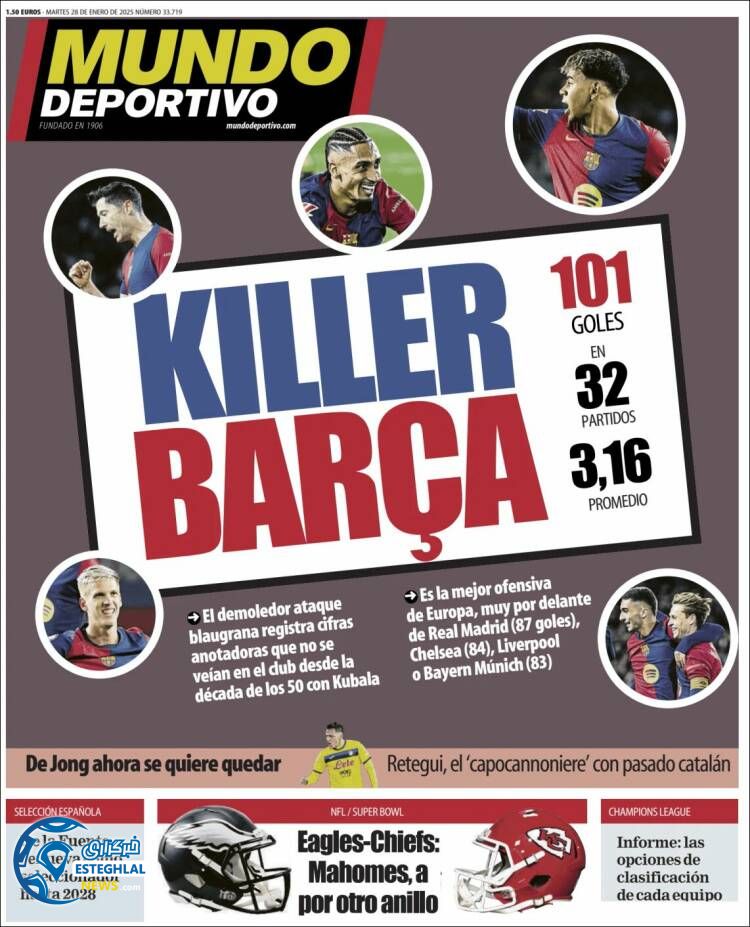 روزنامه  ورزشی موندو دپورتیوو سه شنبه 9 بهمن 1403 