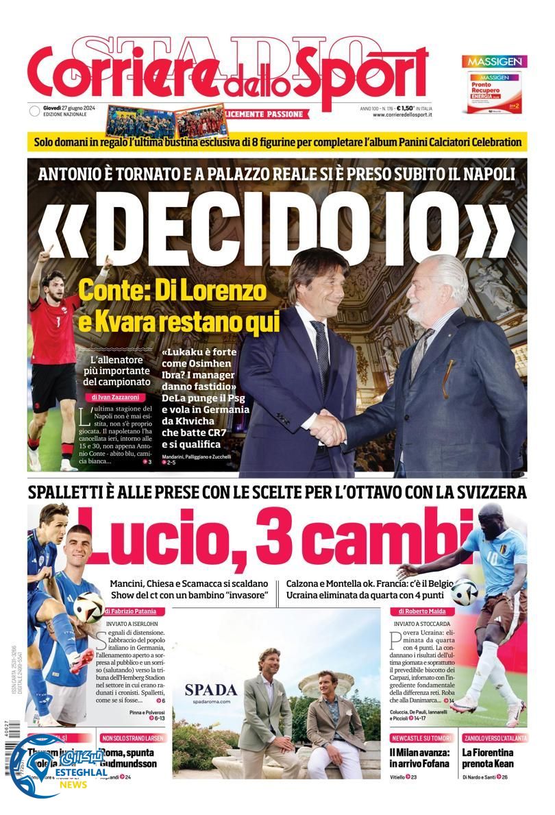 روزنامه ورزشی کوریره دلو اسپورت پنجشنبه 7 تیر 1403 