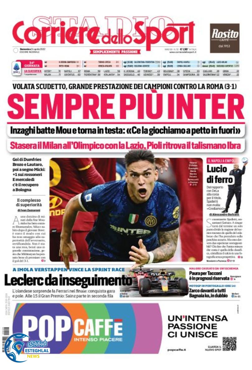 روزنامه ورزشی کوریره دلو اسپورت یکشنبه 4 اردیبهشت 1401