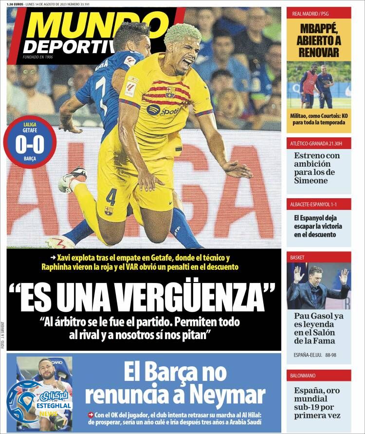 روزنامه ورزشی موندو دپورتیوو دوشنبه 23 مرداد 1402 