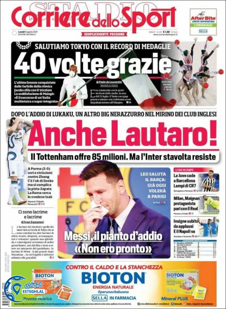 روزنامه ورزشی کوریره دلو اسپورت دوشنبه 18 مرداد 1400