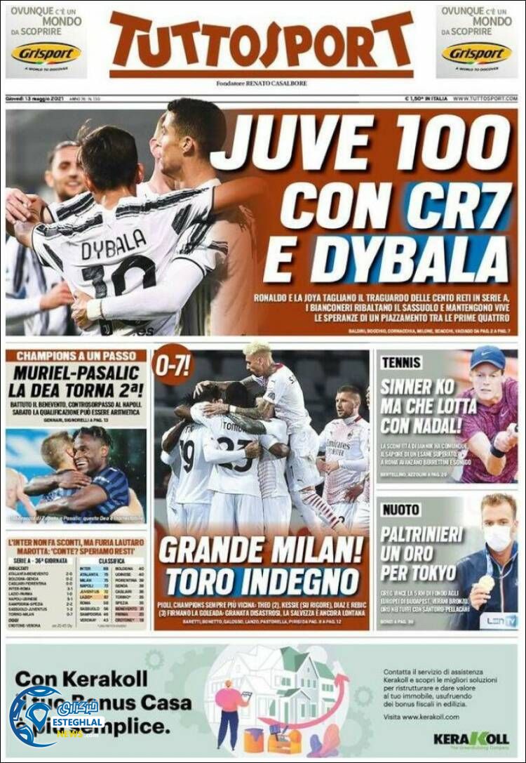 روزنامه ورزشی توتو اسپورت پنجشنبه 23 اردیبهشت 1400