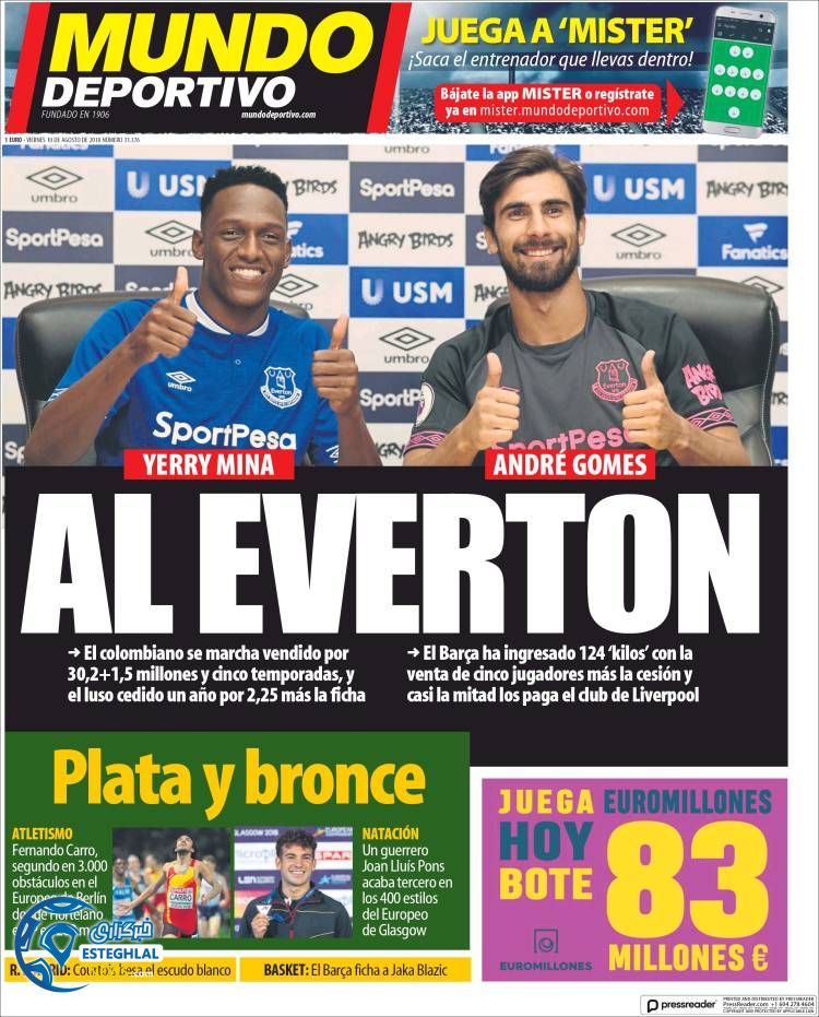 روزنامه ورزشی موندو دپورتیوو جمعه 19 مرداد 1397